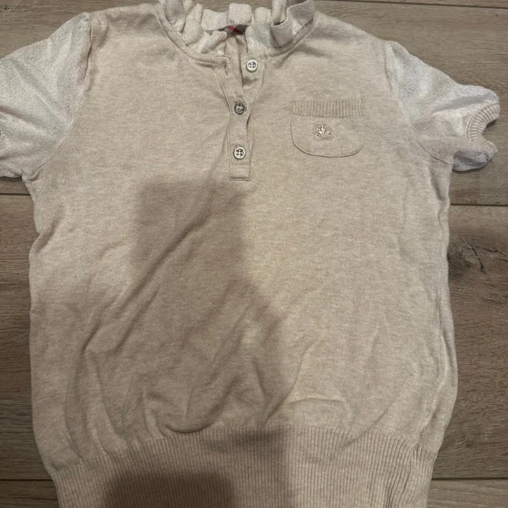 Burberry Kids Beige Short Sleeve Top